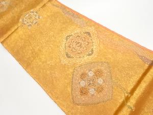 華紋に菱・花々模様織り出し袋帯